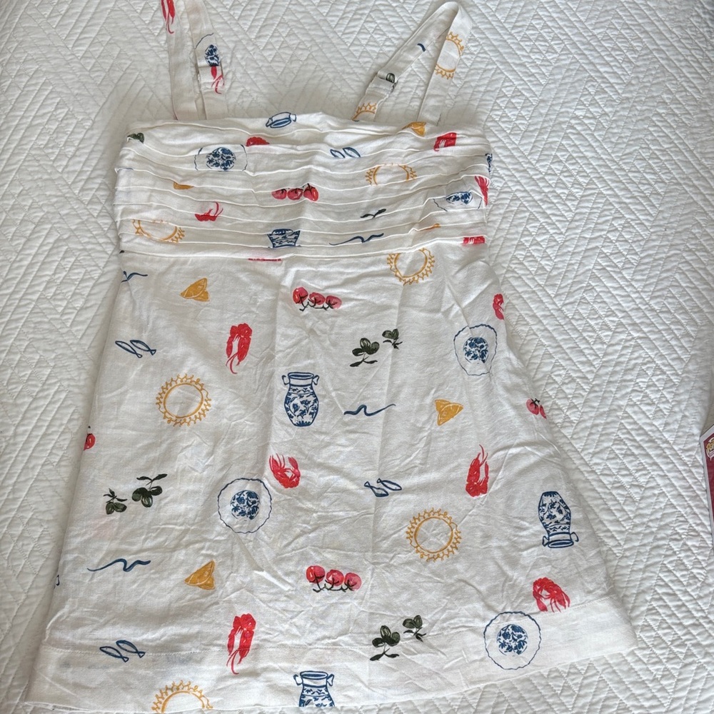 Abercrombie & Fitch White and Blue Smocked Dress